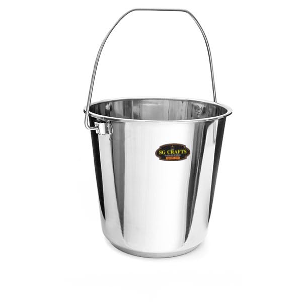 SG CRAFTS Stainless Steel Bucket | Leak Proof Bucket for Water Storage | Steel Balti | Leak Proof Bucket | Water Storage Bucket | Serving Bucket | Bathroom Bucket | Bucket for Food.