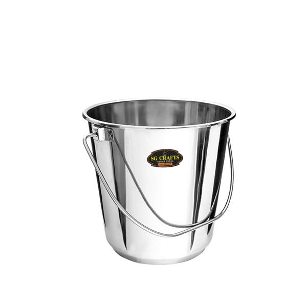 SG CRAFTS Stainless Steel Bucket | Leak Proof Bucket for Water Storage | Steel Balti | Leak Proof Bucket | Water Storage Bucket | Serving Bucket | Bathroom Bucket | Bucket for Food.