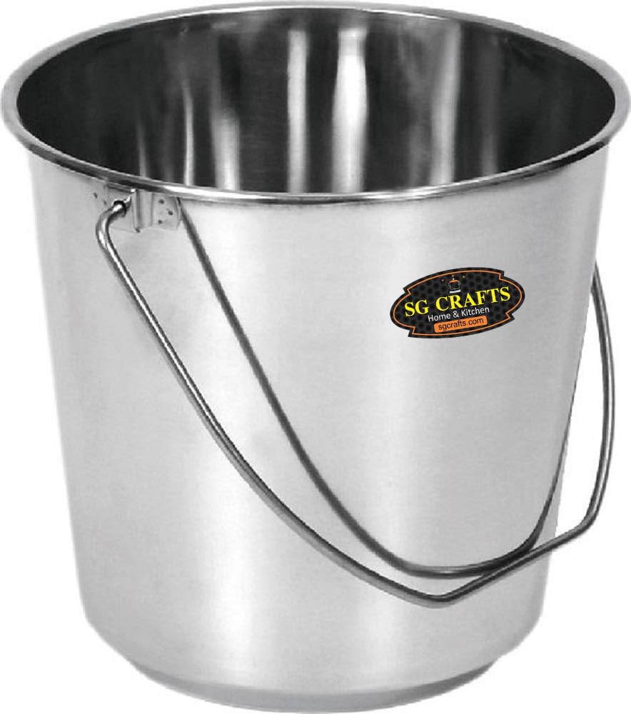 SG CRAFTS Stainless Steel Bucket | Leak Proof Bucket for Water Storage | Steel Balti | Leak Proof Bucket | Water Storage Bucket | Serving Bucket | Bathroom Bucket | Bucket for Food.